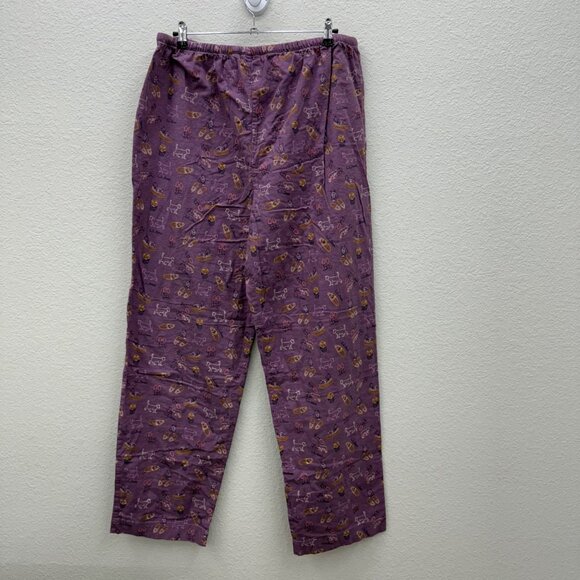 LL Bean Cat Dog Flannel Pajama Cotton Sleep Drawstring Pants Womens size XL Tall - Picture 5 of 7